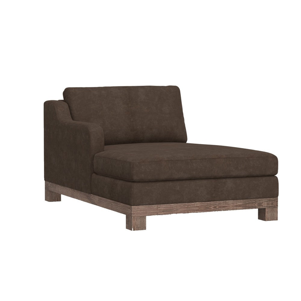 Sama 67" Left Chaise, Accent Pillow, Brown Fabric, Pine Wood by Casagear Home