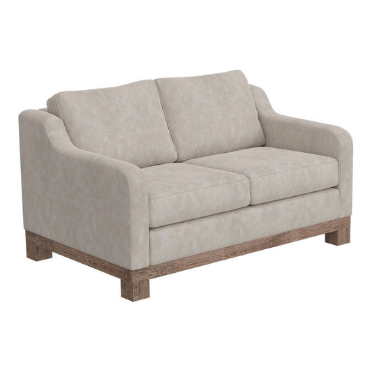 Sama 60" Loveseat, 2 Accent Pillows, White Fabric, Pine Wood by Casagear Home