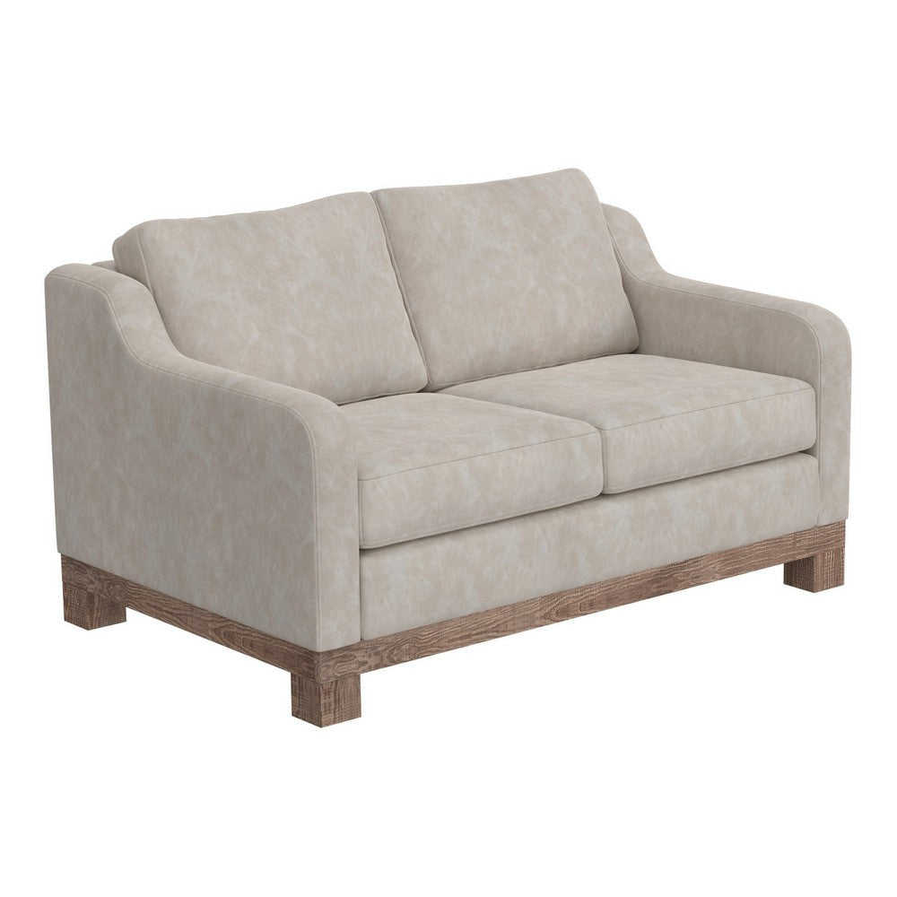 Sama 60" Loveseat, 2 Accent Pillows, White Fabric, Pine Wood by Casagear Home