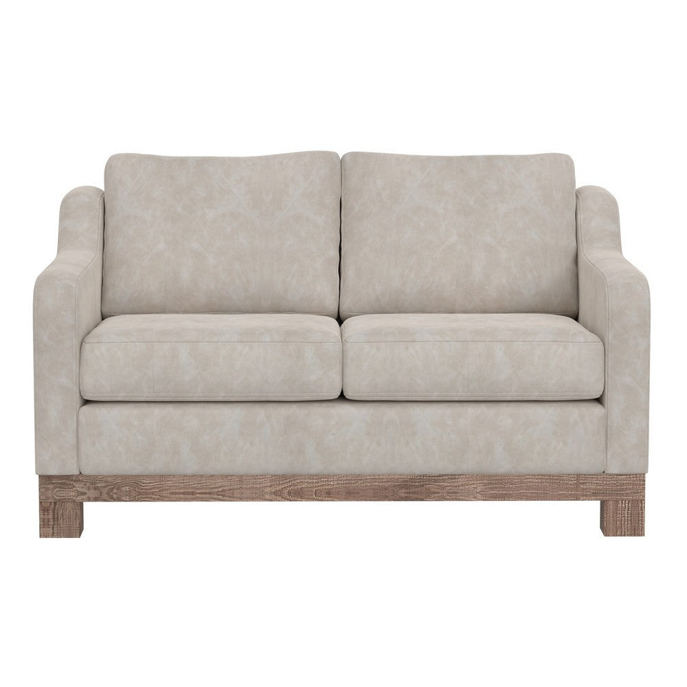 Sama 60’’ Loveseat 2 Accent Pillows White Fabric Pine Wood by Casagear Home