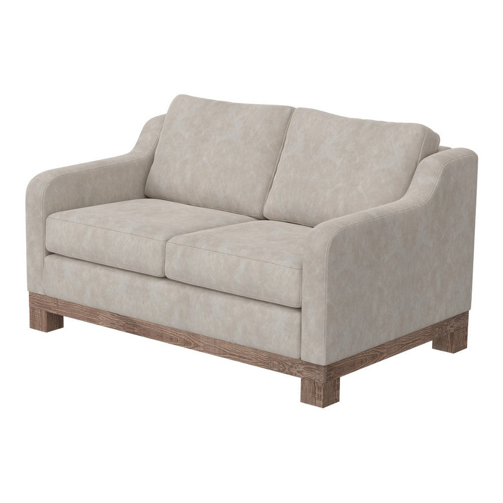 Sama 60’’ Loveseat 2 Accent Pillows White Fabric Pine Wood by Casagear Home