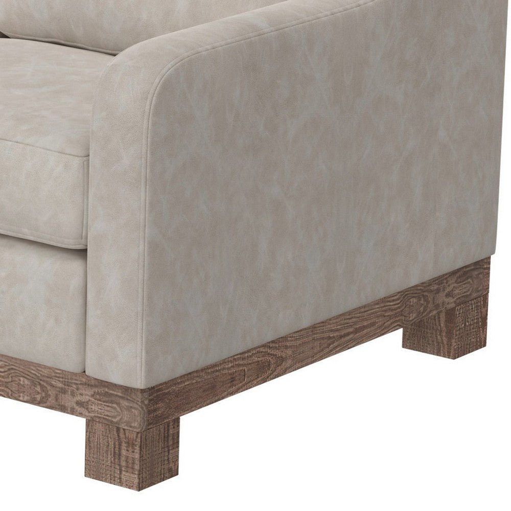 Sama 60’’ Loveseat 2 Accent Pillows White Fabric Pine Wood by Casagear Home