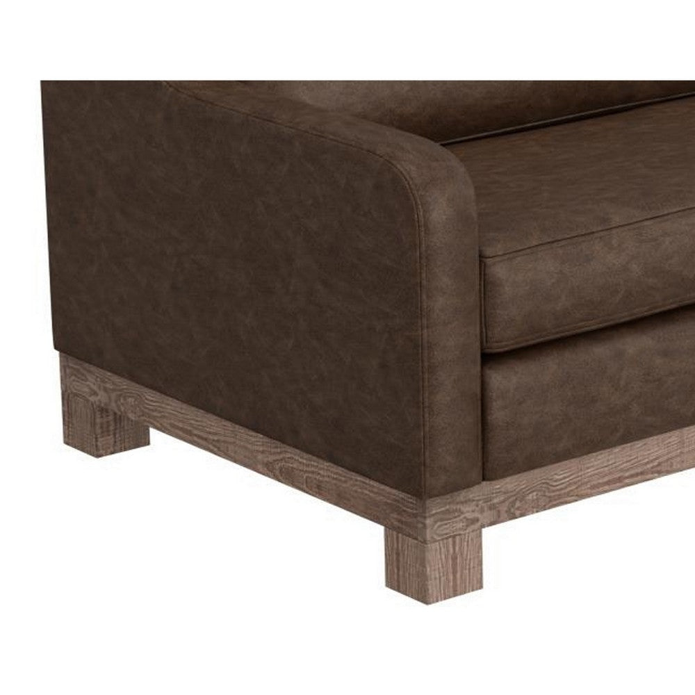 Sama 60’’ Loveseat 2 Accent Pillows Brown Fabric Pine Wood by Casagear Home