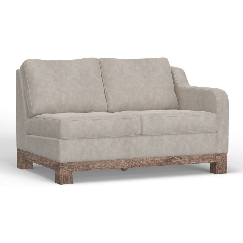 Sama 56" Right Arm Loveseat, 2 Pillows, Solid Wood, White by Casagear Home
