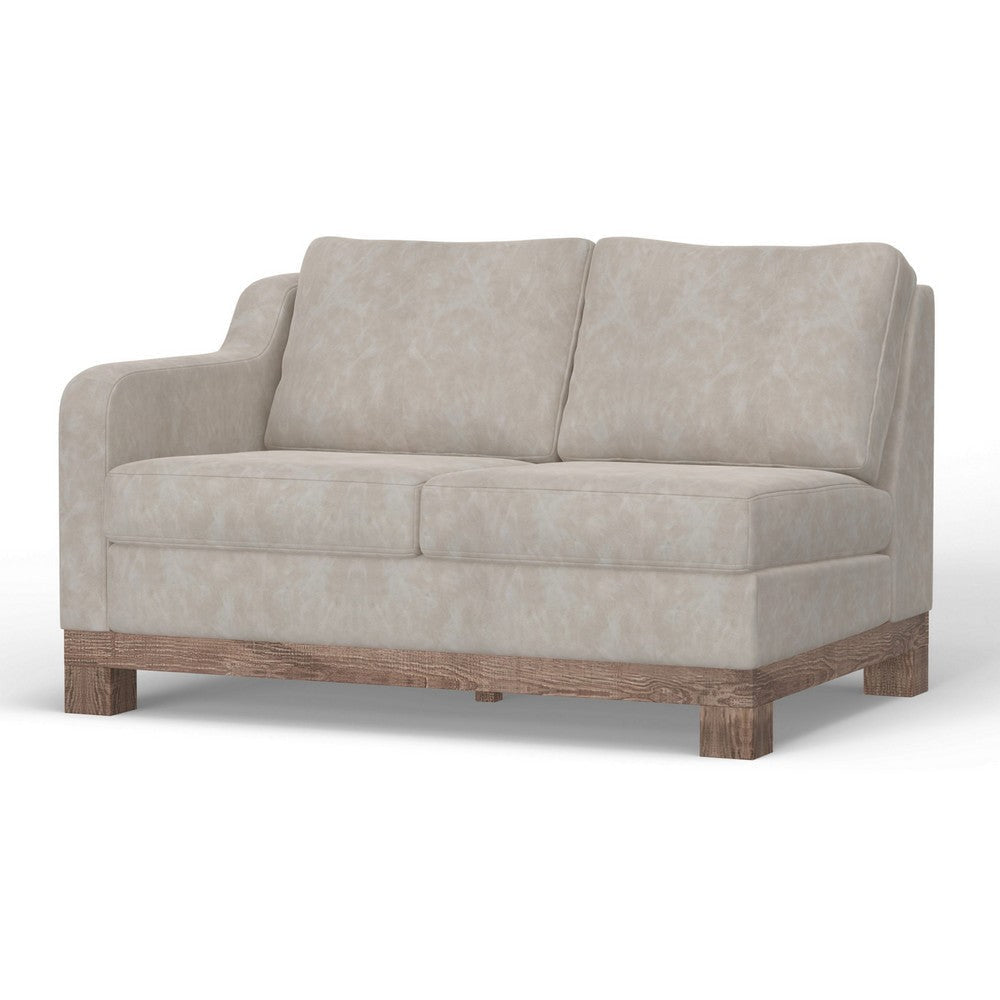 Sama 56’’ Right Arm Loveseat 2 Pillows Solid Wood White by Casagear Home