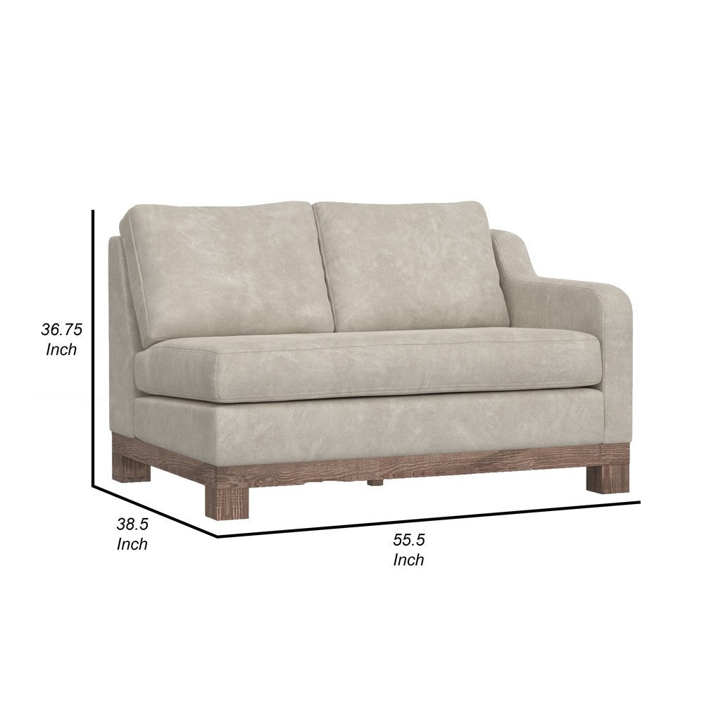 Sama 56’’ Right Arm Loveseat 2 Pillows Solid Wood White by Casagear Home