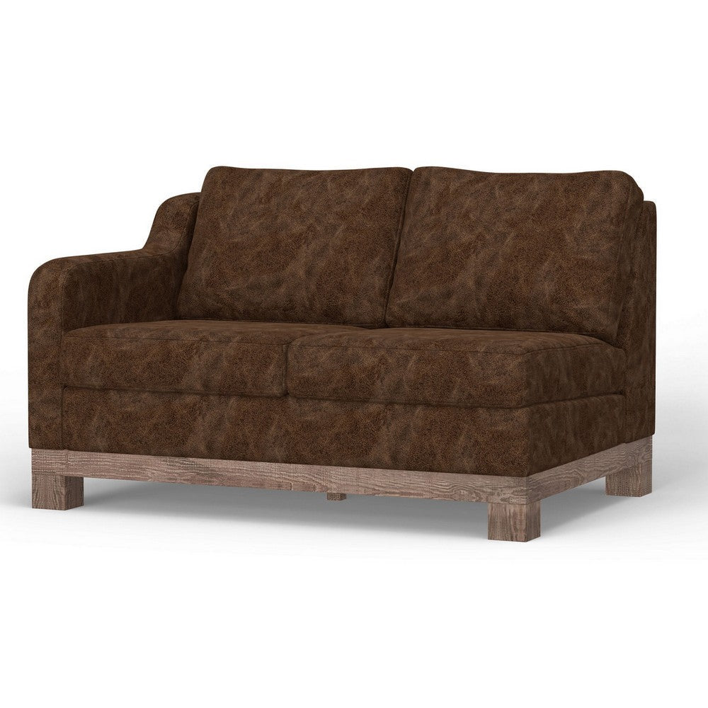 Sama 56’’ Right Arm Loveseat 2 Pillows Solid Wood Brown by Casagear Home