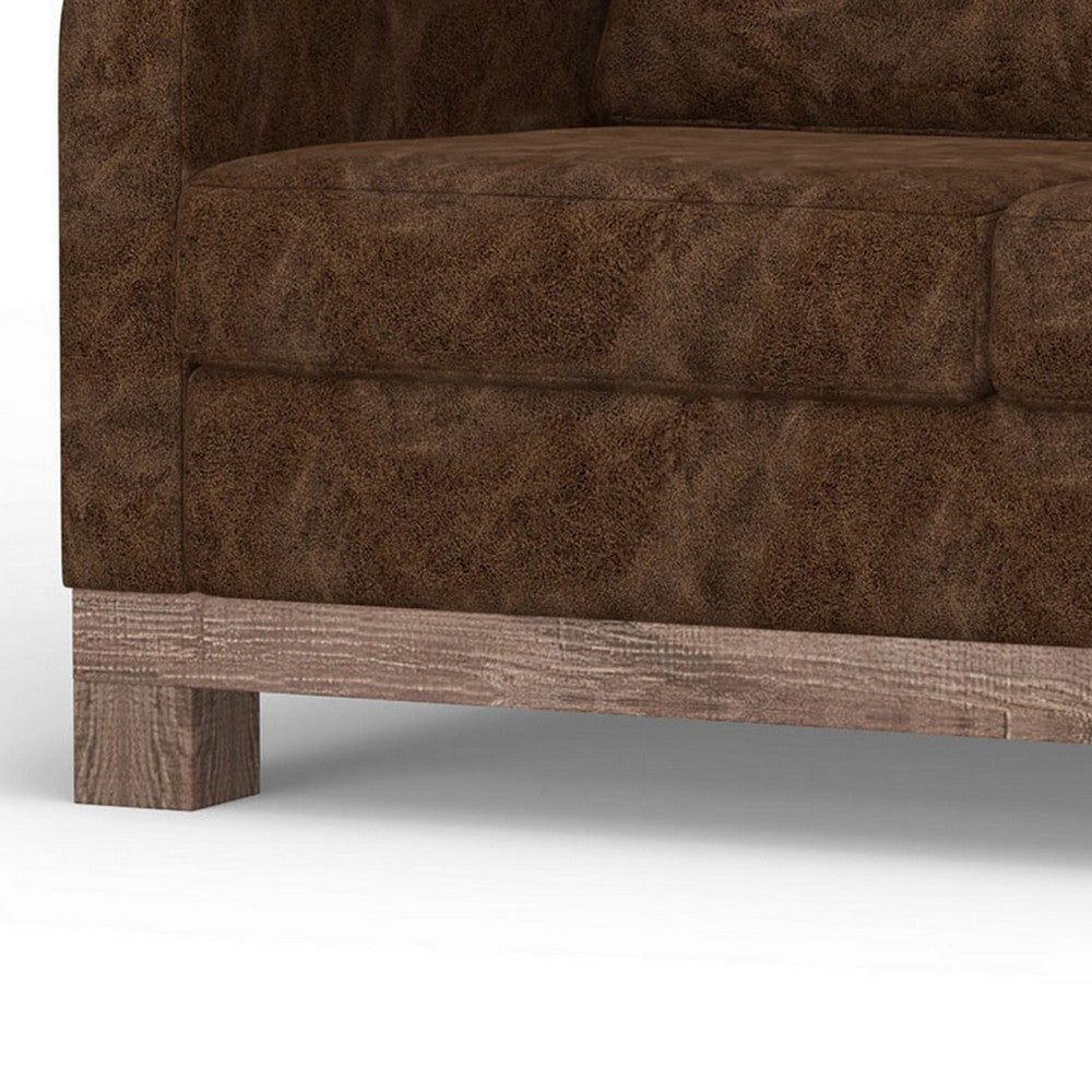 Sama 56’’ Right Arm Loveseat 2 Pillows Solid Wood Brown by Casagear Home