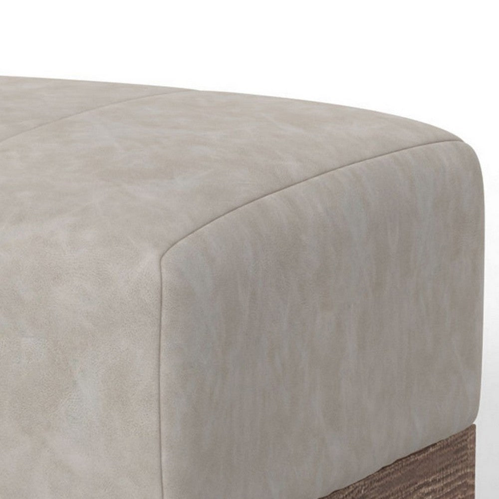 Sama Ottoman 28’’ Square Solid Pine Wood White Fabric by Casagear Home