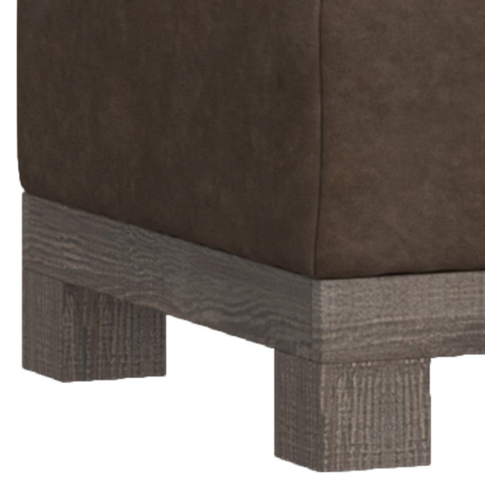 Sama Ottoman 28’’ Square Solid Pine Wood Brown Fabric by Casagear Home