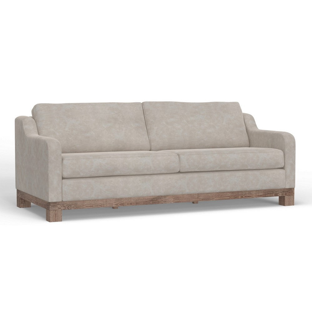 Sama 91" Sofa, 2 Accent Pillows, Solid Pine Wood, White by Casagear Home