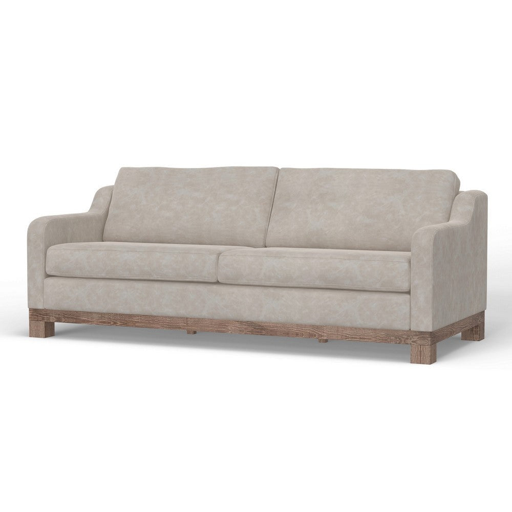 Sama 91’’ Sofa 2 Accent Pillows Solid Pine Wood White by Casagear Home