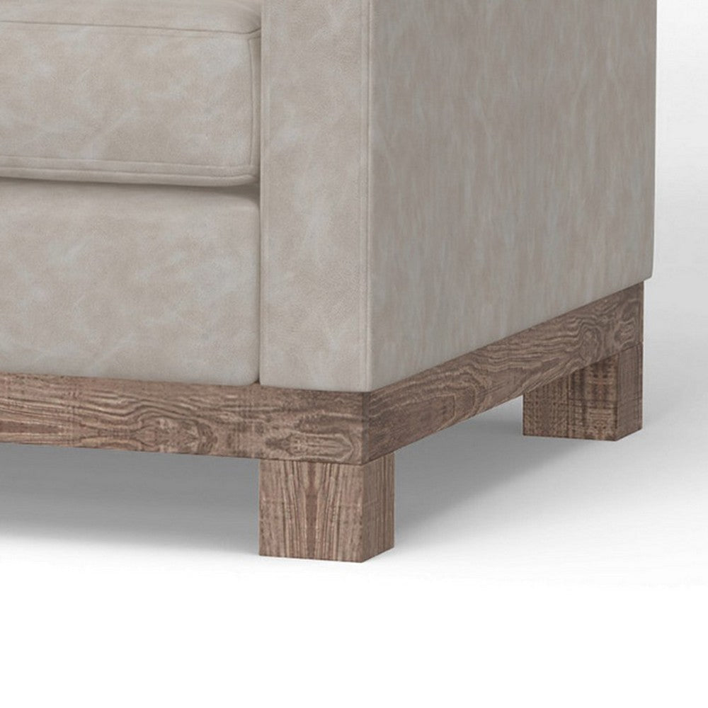 Sama 91’’ Sofa 2 Accent Pillows Solid Pine Wood White by Casagear Home