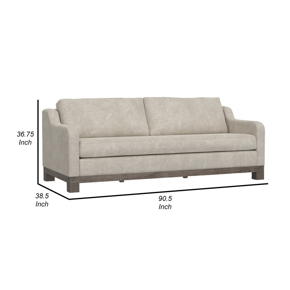 Sama 91’’ Sofa 2 Accent Pillows Solid Pine Wood White by Casagear Home