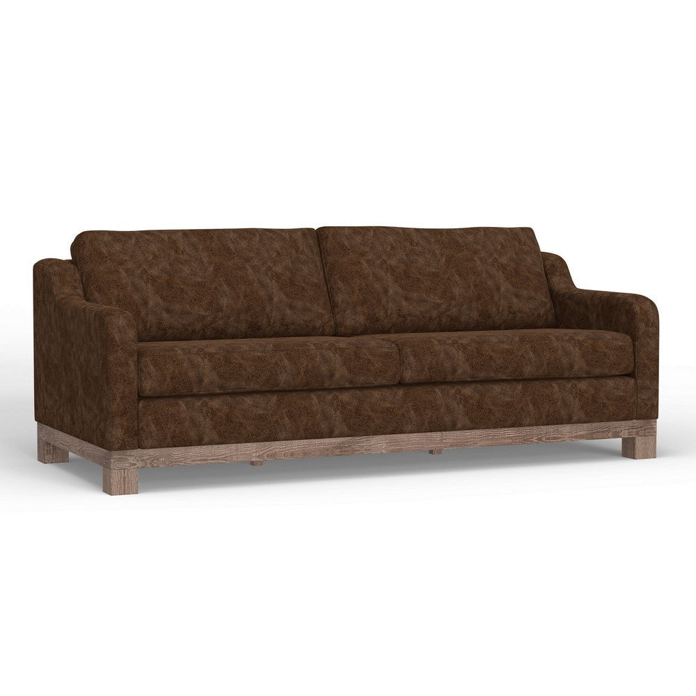 Sama 91" Sofa, 2 Accent Pillows, Solid Pine Wood, Brown by Casagear Home