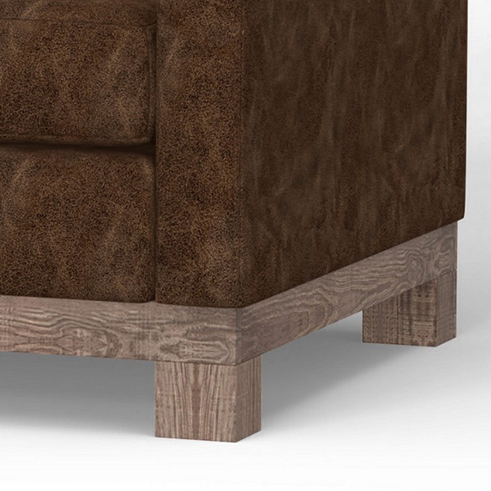 Sama 91’’ Sofa 2 Accent Pillows Solid Pine Wood Brown by Casagear Home