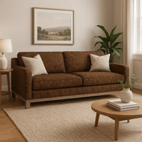 Sama 91" Sofa, 2 Accent Pillows, Solid Pine Wood, Brown by Casagear Home