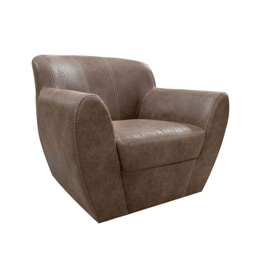 Esis Swivel Accent Armchair, Plush Rich Brown Faux Leather by Casagear Home
