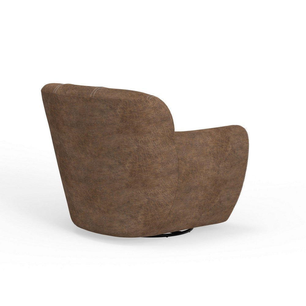 Esis Swivel Accent Armchair Plush Rich Brown Faux Leather by Casagear Home BM324122