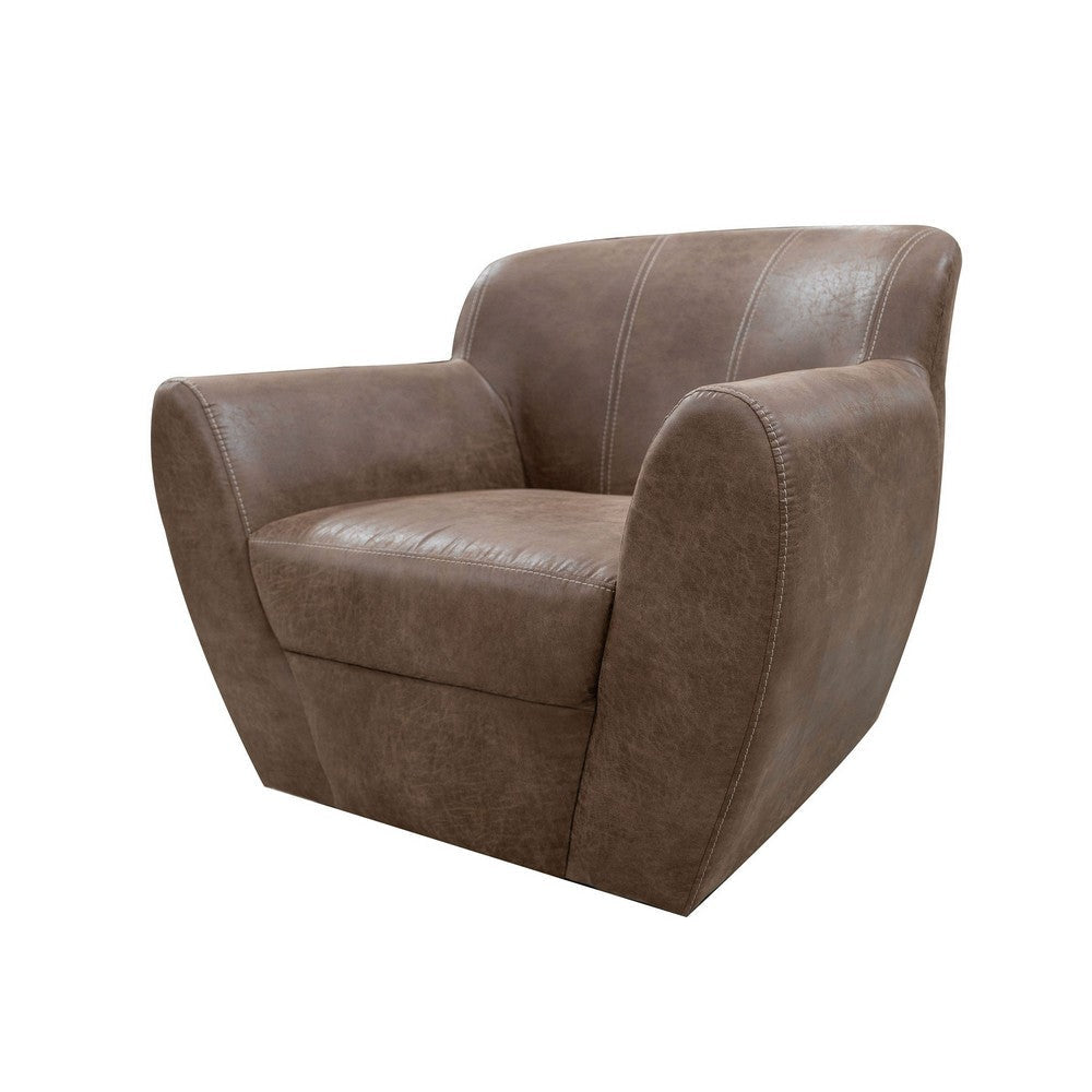 Esis Swivel Accent Armchair Plush Rich Brown Faux Leather by Casagear Home BM324122