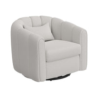 Vira Swivel Accent Armchair, Cream, Channel Tufted Back by Casagear Home