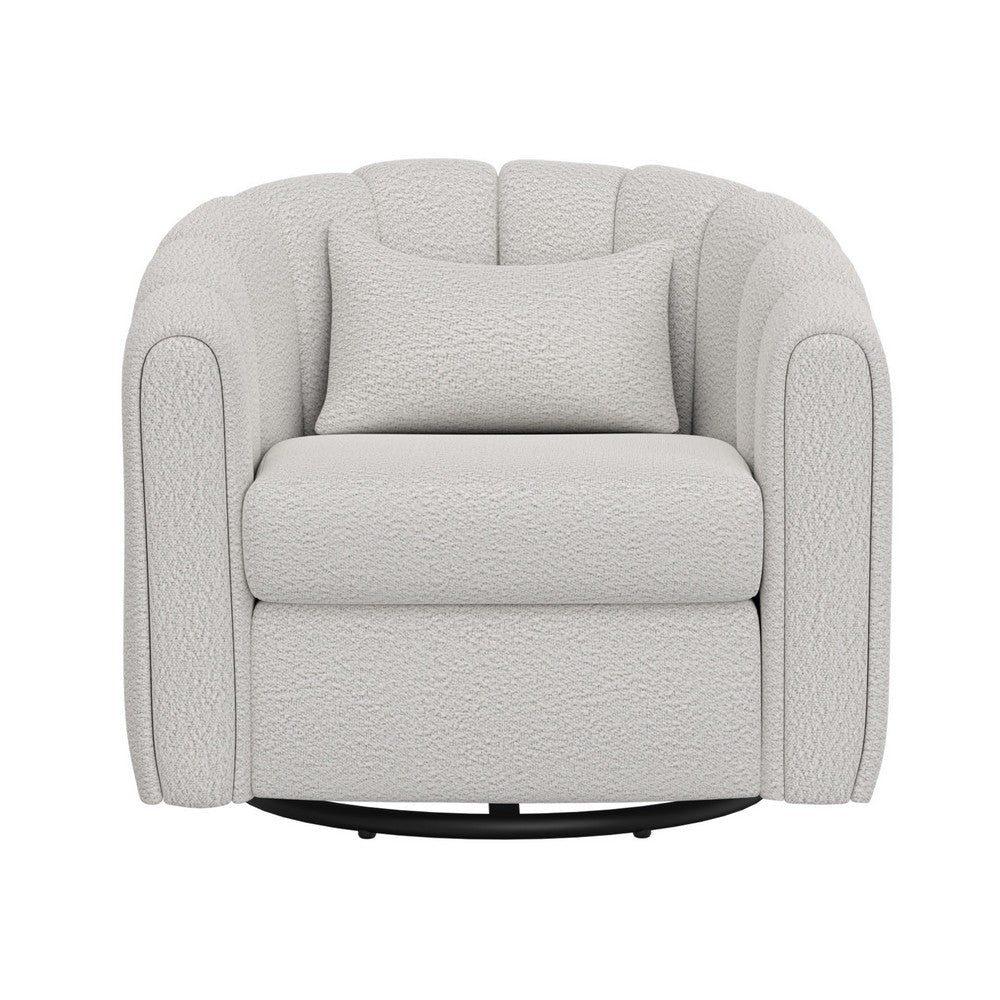 Vira Swivel Accent Armchair Cream Channel Tufted Back by Casagear Home