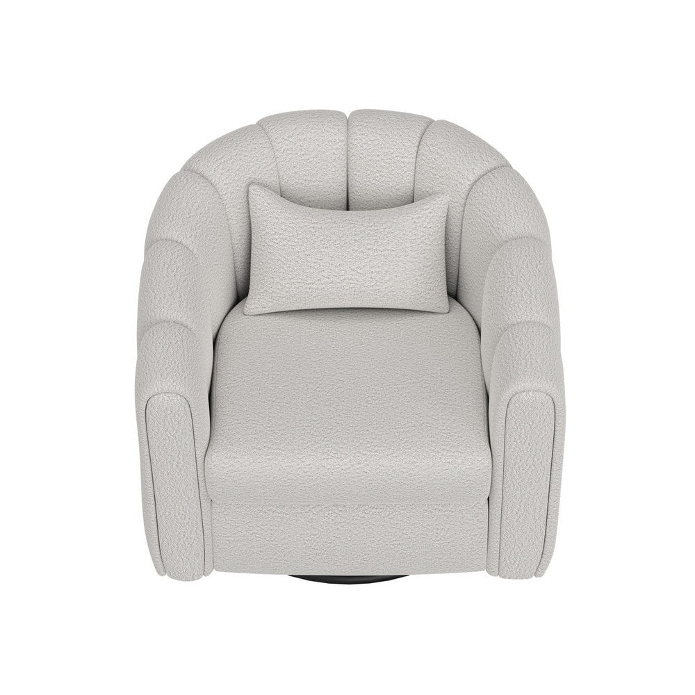 Vira Swivel Accent Armchair Cream Channel Tufted Back by Casagear Home