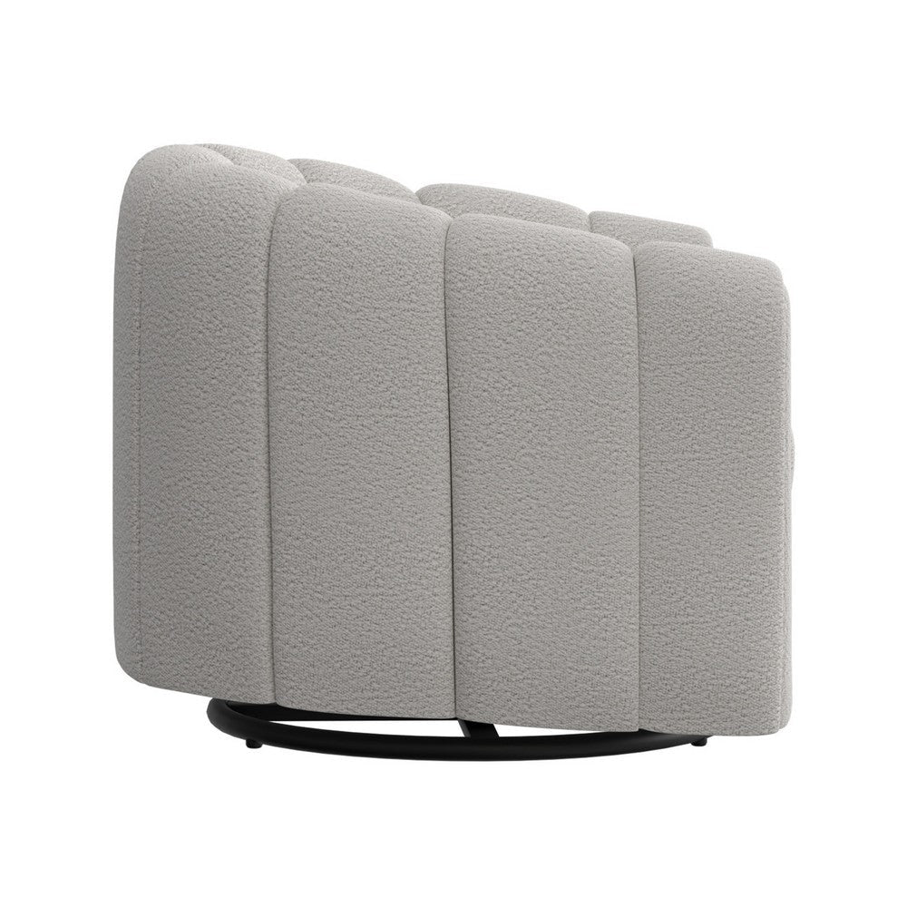 Vira Swivel Accent Armchair Cream Channel Tufted Back by Casagear Home