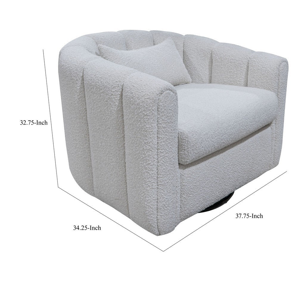 Vira Swivel Accent Armchair Cream Channel Tufted Back by Casagear Home