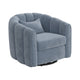 Vira Swivel Accent Armchair, Blue, Channel Tufted Back by Casagear Home