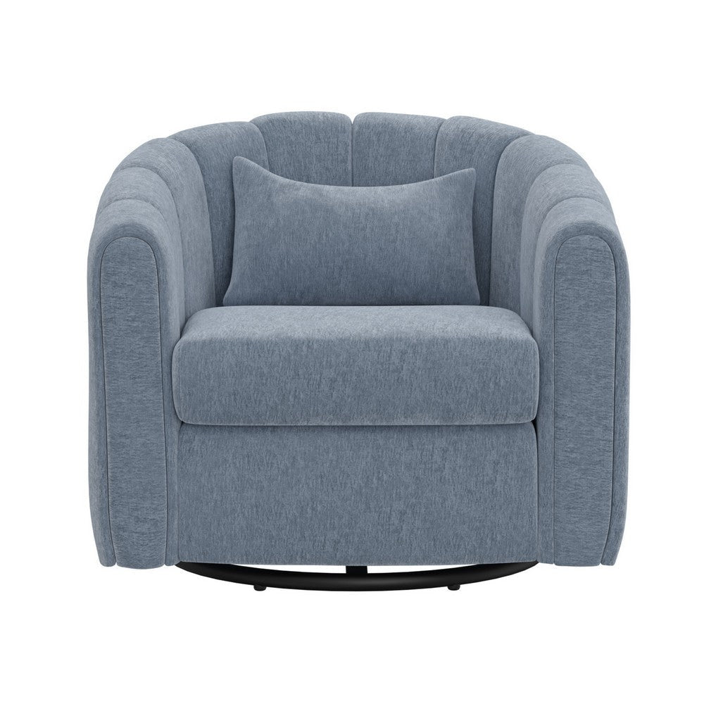 Vira Swivel Accent Armchair Blue Channel Tufted Back by Casagear Home