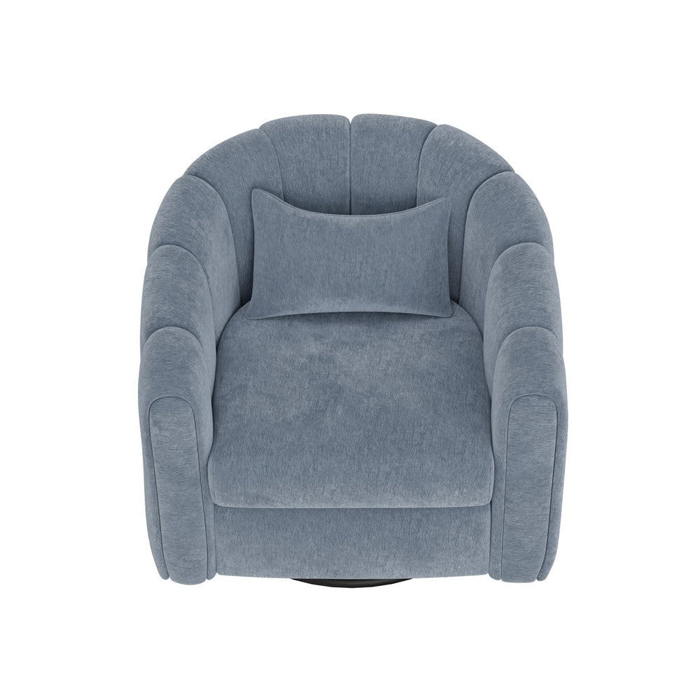 Vira Swivel Accent Armchair Blue Channel Tufted Back by Casagear Home