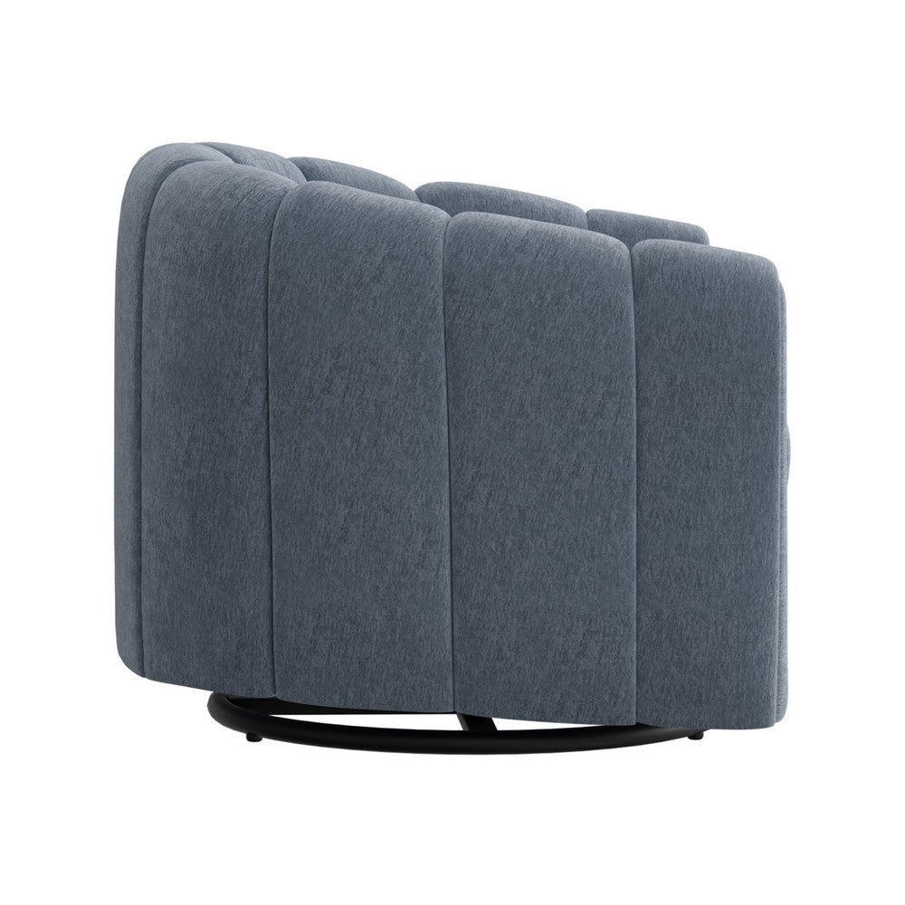 Vira Swivel Accent Armchair Blue Channel Tufted Back by Casagear Home