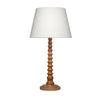 Dio 31" Table Lamp, White Slub Drum Shade, Brown Turned Base by Casagear Home