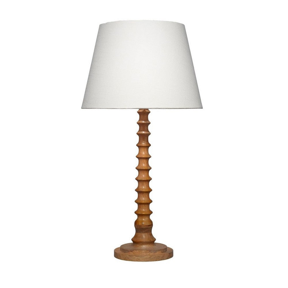 Dio 31’’ Table Lamp White Slub Drum Shade Brown Turned Base by Casagear Home