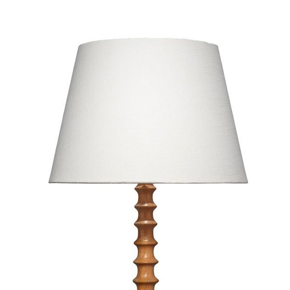 Dio 31’’ Table Lamp White Slub Drum Shade Brown Turned Base by Casagear Home