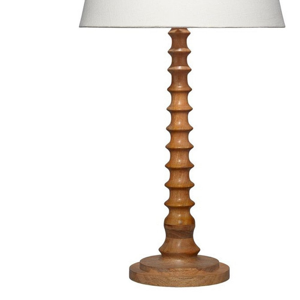 Dio 31’’ Table Lamp White Slub Drum Shade Brown Turned Base by Casagear Home