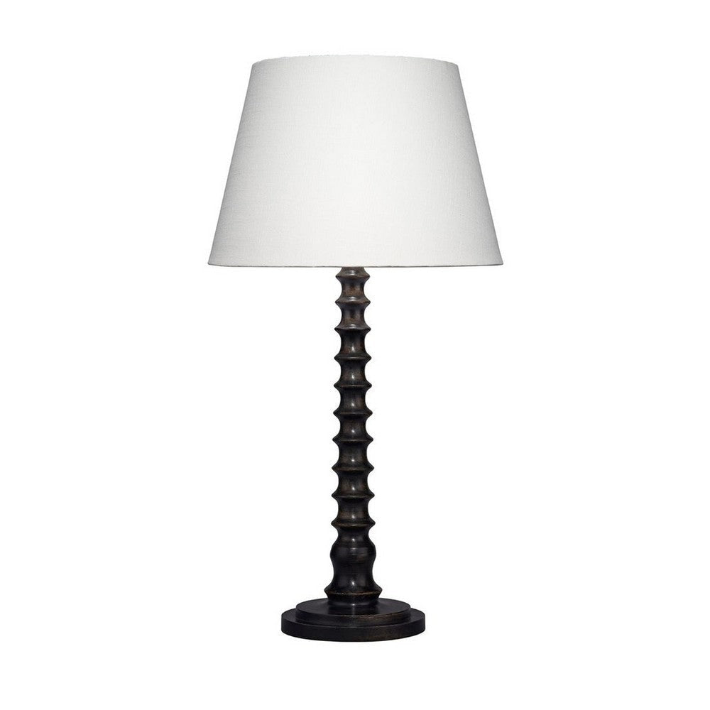 Dio 31’’ Table Lamp White Slub Drum Shade Black Turned Base by Casagear Home