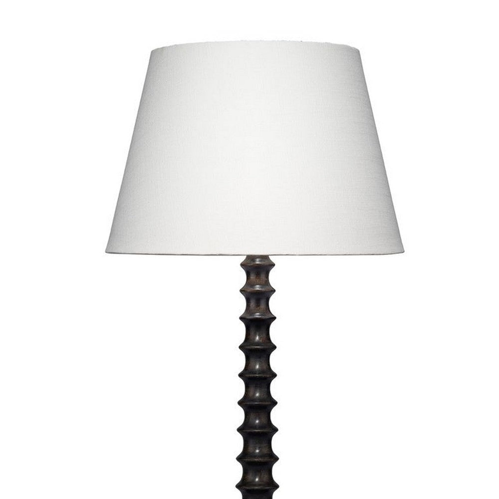 Dio 31’’ Table Lamp White Slub Drum Shade Black Turned Base by Casagear Home