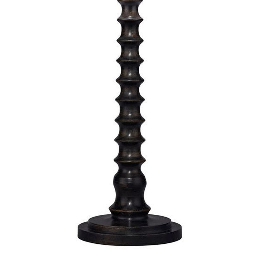 Dio 31’’ Table Lamp White Slub Drum Shade Black Turned Base by Casagear Home