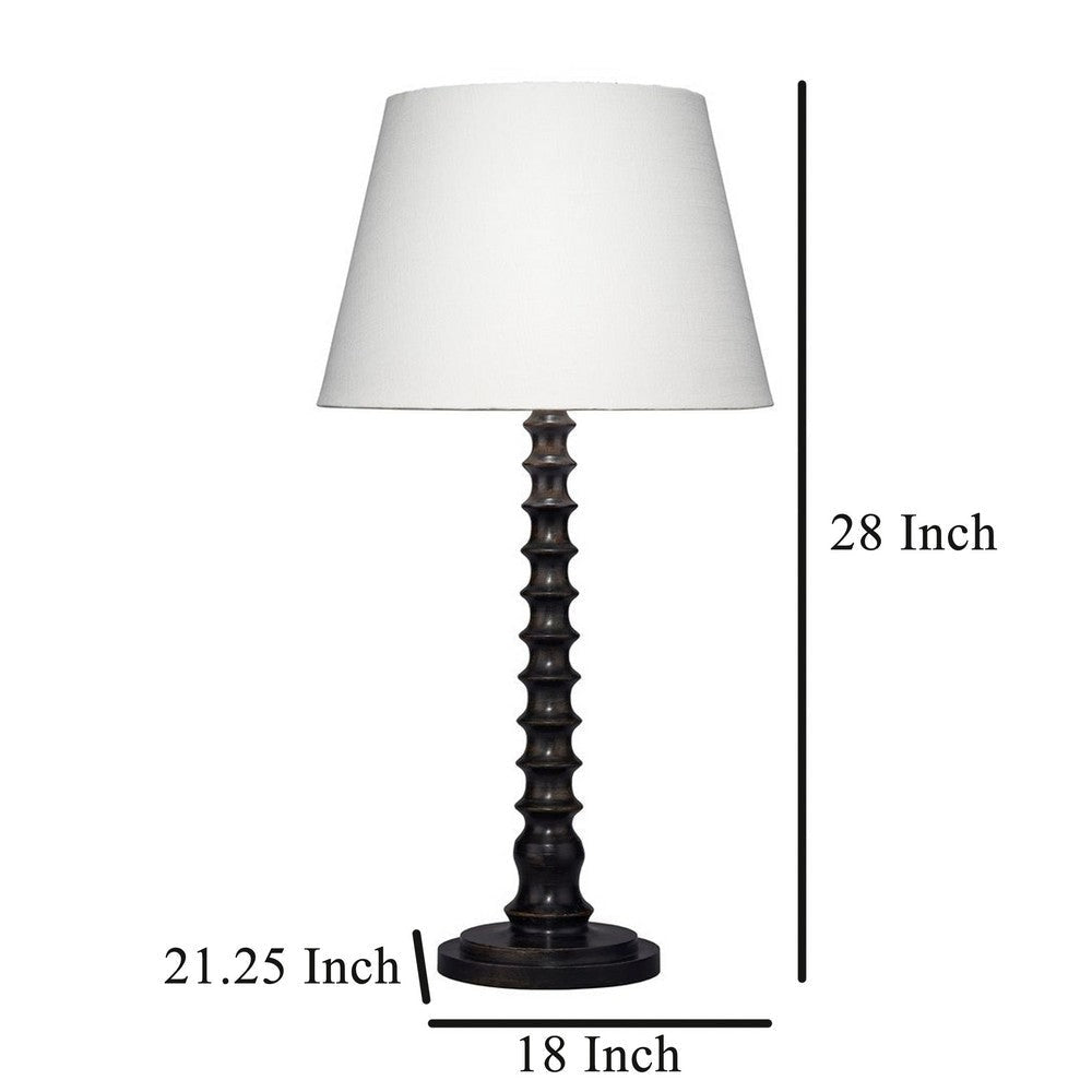 Dio 31’’ Table Lamp White Slub Drum Shade Black Turned Base by Casagear Home