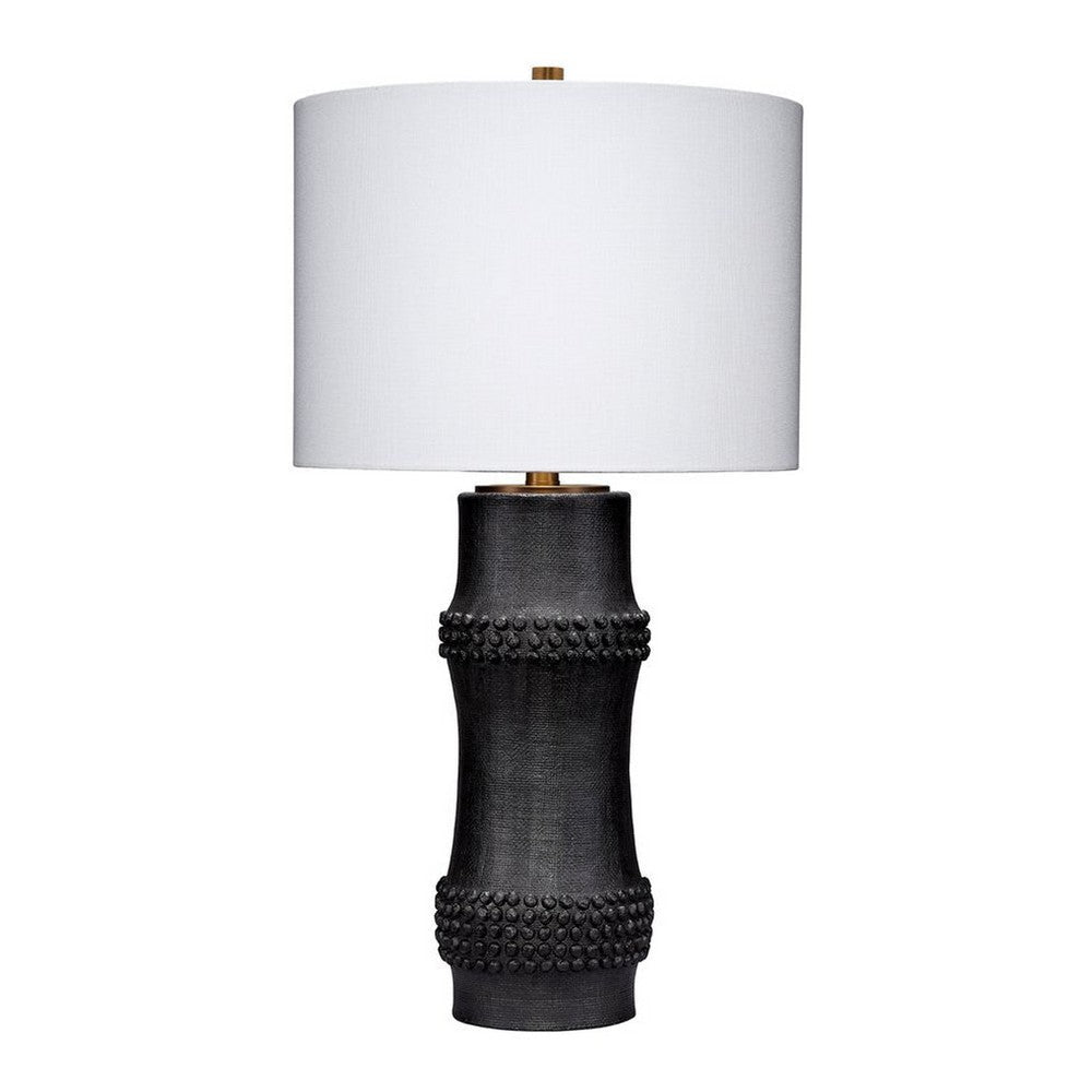 Lemy 28" Table Lamp, White Linen Shade, Dotted Black Base by Casagear Home