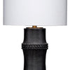 Lemy 28’’ Table Lamp White Linen Shade Dotted Black Base by Casagear Home