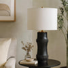 Lemy 28" Table Lamp, White Linen Shade, Dotted Black Base by Casagear Home