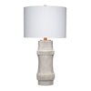 Lemy 28" Table Lamp, Round Linen Shade, Dotted White Base by Casagear Home