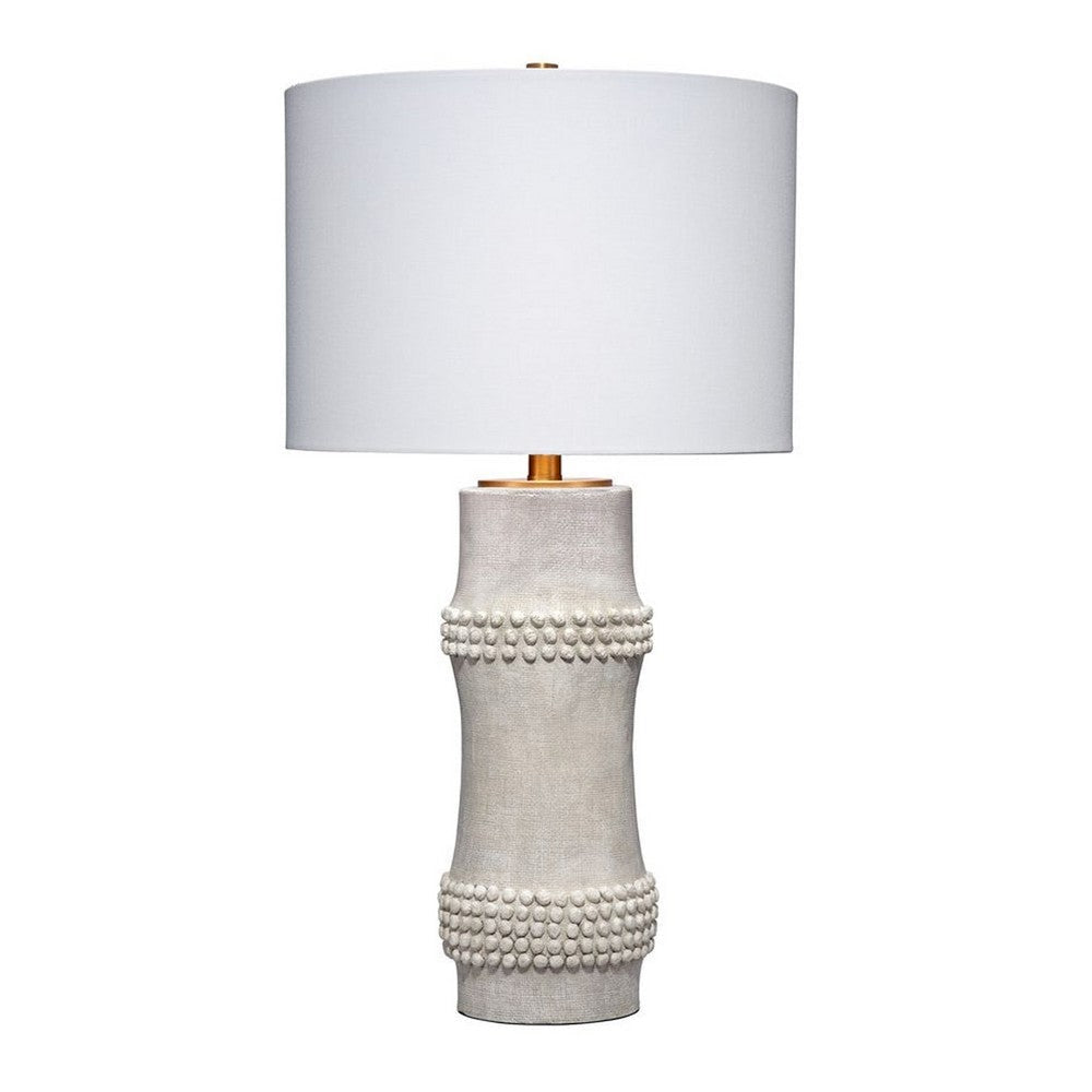 Lemy 28" Table Lamp, Round Linen Shade, Dotted White Base by Casagear Home