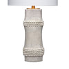 Lemy 28’’ Table Lamp Round Linen Shade Dotted White Base by Casagear Home