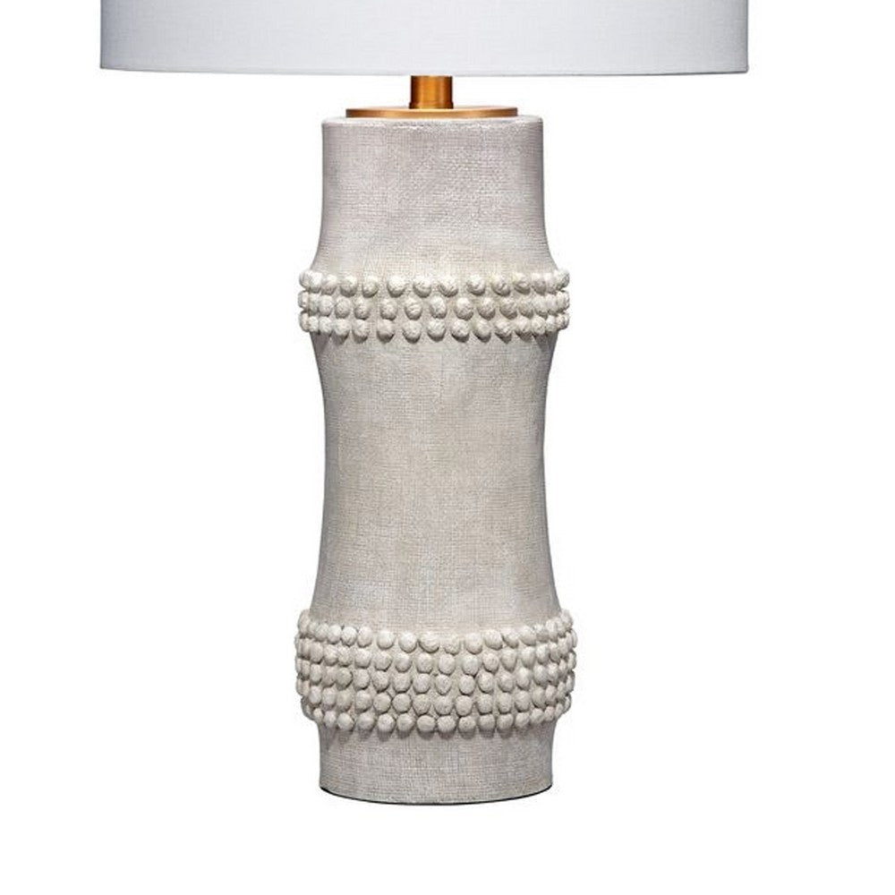 Lemy 28’’ Table Lamp Round Linen Shade Dotted White Base by Casagear Home