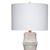 Lemy 28’’ Table Lamp Round Linen Shade Dotted White Base by Casagear Home