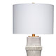 Lemy 28’’ Table Lamp Round Linen Shade Dotted White Base by Casagear Home